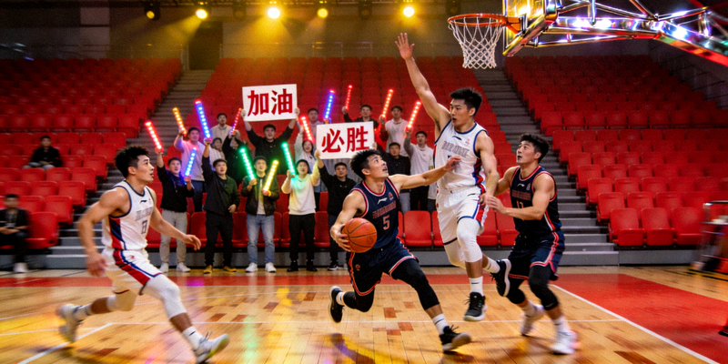 中国男子篮球职业联赛CBA赛场 - 国内球员在主场球迷面前激烈对抗